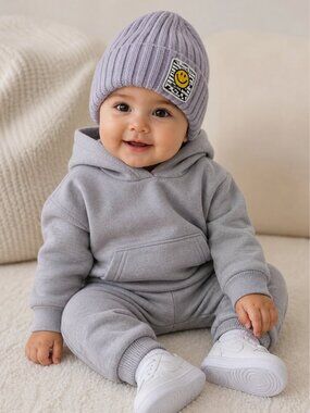 Lavender Smiley Face Beanie